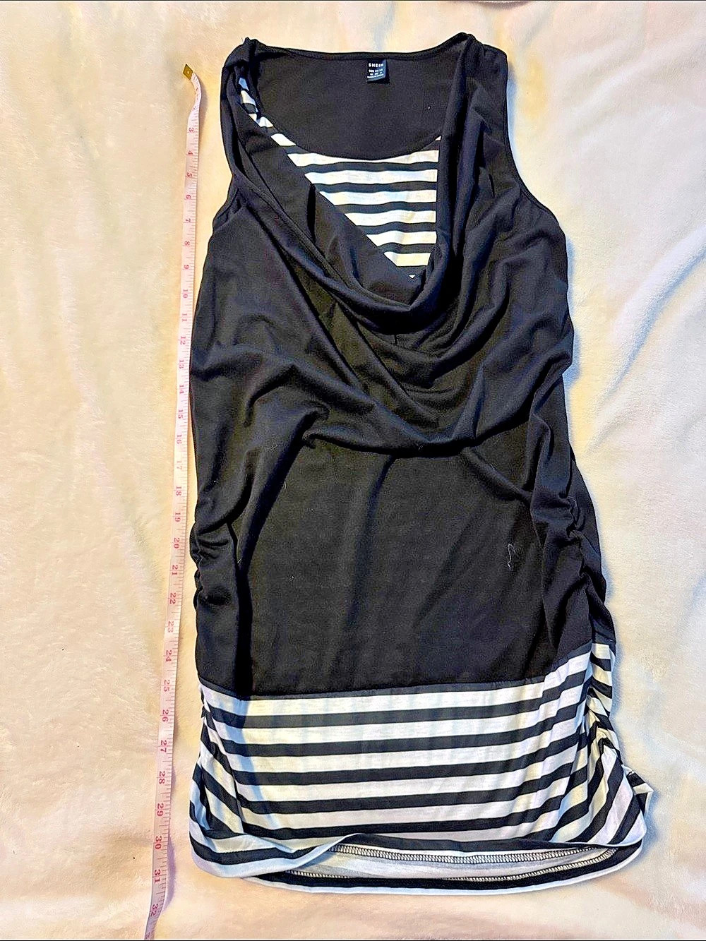 SHEIN Striped Draped Tank in Black & White Size Small Like New